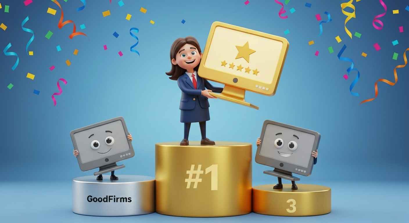 The official award graphic showing Ireava as the best-rated school management software, a top recognition from GoodFirms.